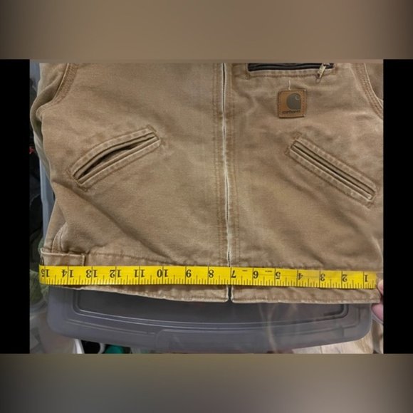 VINTAGE 1990s Carhartt Detroit Collared Fleece Line Jacket Youth 8 - Picture 8 of 8